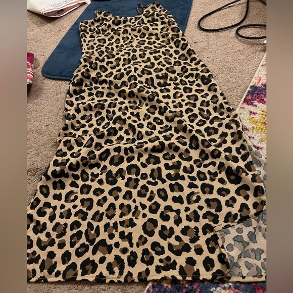 Tobi UNDERCOVER LEOPARD PRINT SHIFT MINI DRESS - TAN MULTI xs - Picture 5 of 8